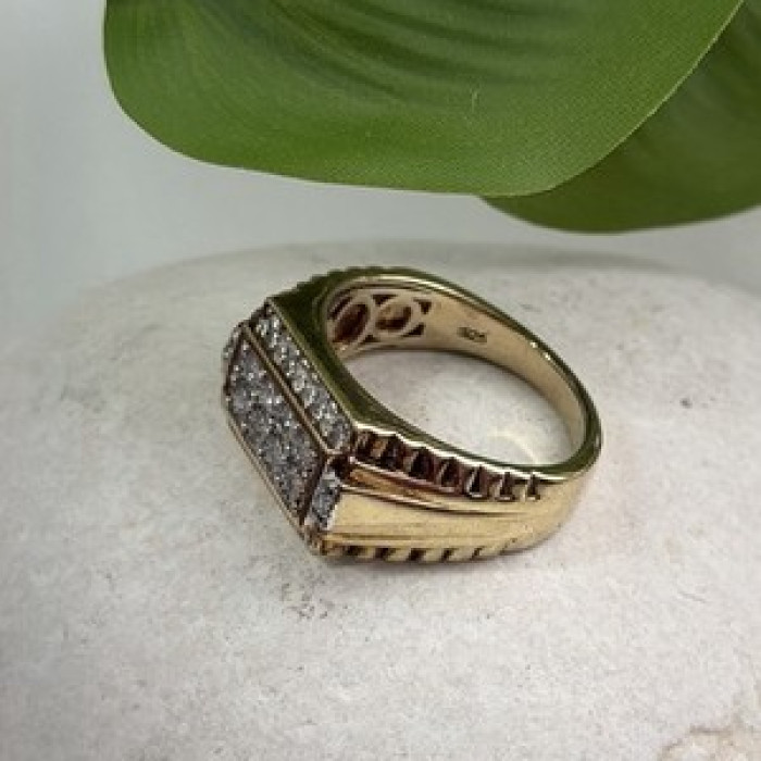 Men's 925 Sterling Silver Gold Plated White Sapphire Ring Size 10