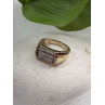 Men's 925 Sterling Silver Gold Plated White Sapphire Ring Size 10