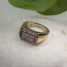 Men's 925 Sterling Silver Gold Plated White Sapphire Ring Size 10