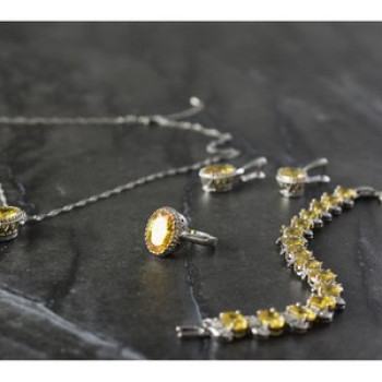 925 Sterling Silver Yellow CZ 