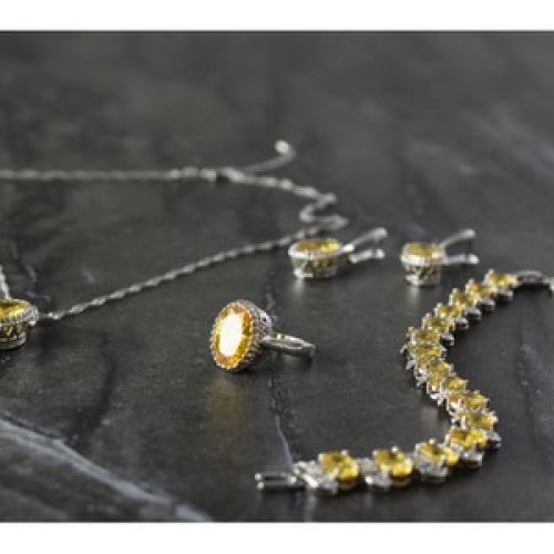 925 Sterling Silver Yellow CZ 