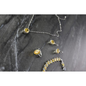 925 Sterling Silver Yellow CZ 