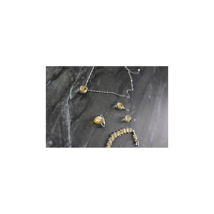 925 Sterling Silver Yellow CZ 