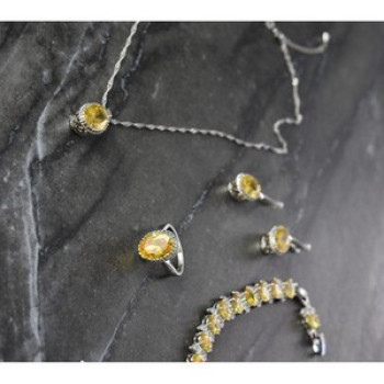 925 Sterling Silver Yellow CZ 