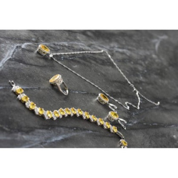 925 Sterling Silver Yellow CZ 