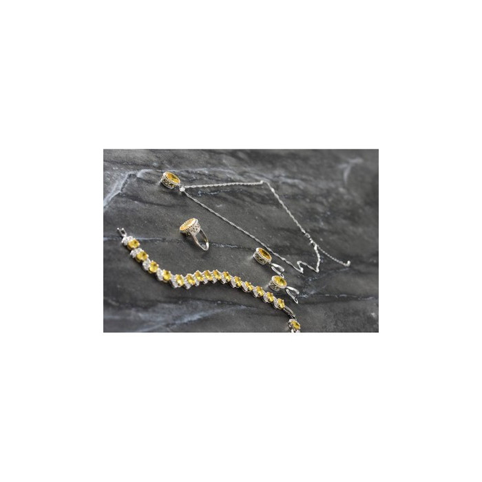 925 Sterling Silver Yellow CZ 