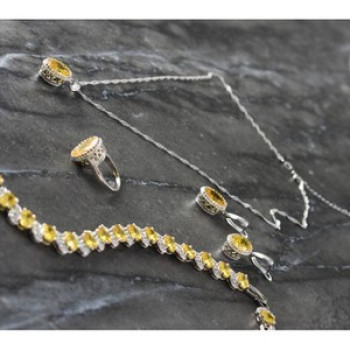 925 Sterling Silver Yellow CZ 