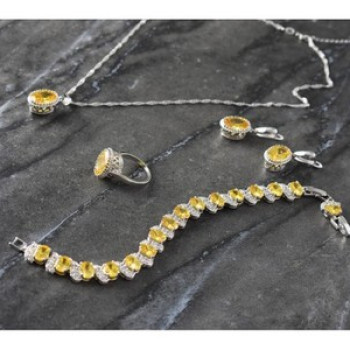 925 Sterling Silver Yellow CZ 