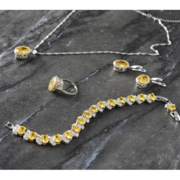 925 Sterling Silver Yellow CZ 