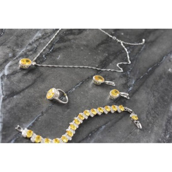 925 Sterling Silver Yellow CZ 