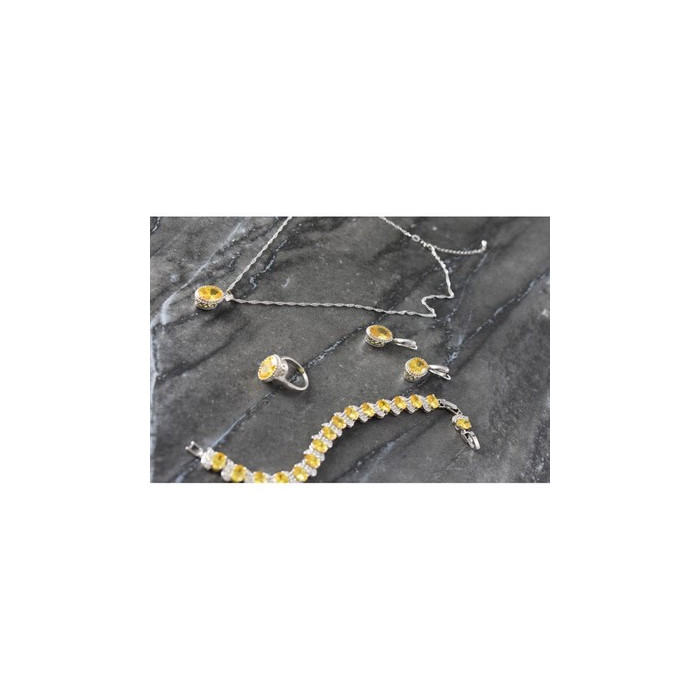 925 Sterling Silver Yellow CZ 