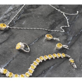 925 Sterling Silver Yellow CZ 
