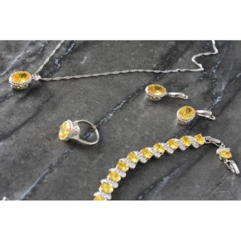 925 Sterling Silver Yellow CZ 
