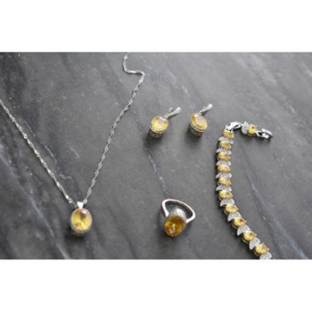 925 Sterling Silver Yellow CZ 