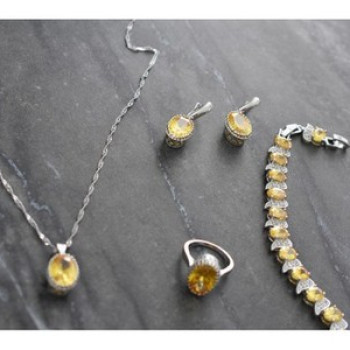 925 Sterling Silver Yellow CZ 