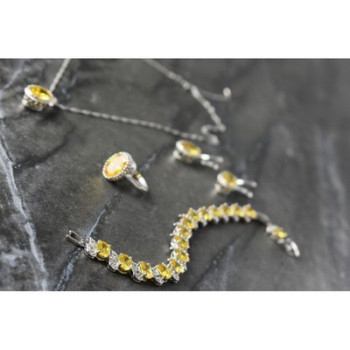 925 Sterling Silver Yellow CZ 