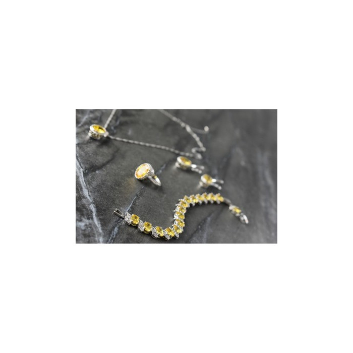 925 Sterling Silver Yellow CZ 