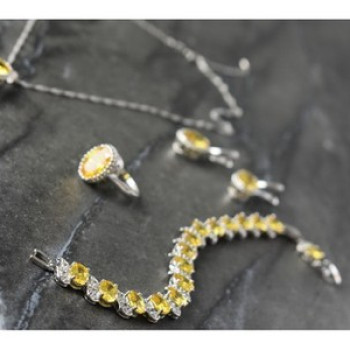 925 Sterling Silver Yellow CZ 