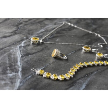 925 Sterling Silver Yellow CZ 