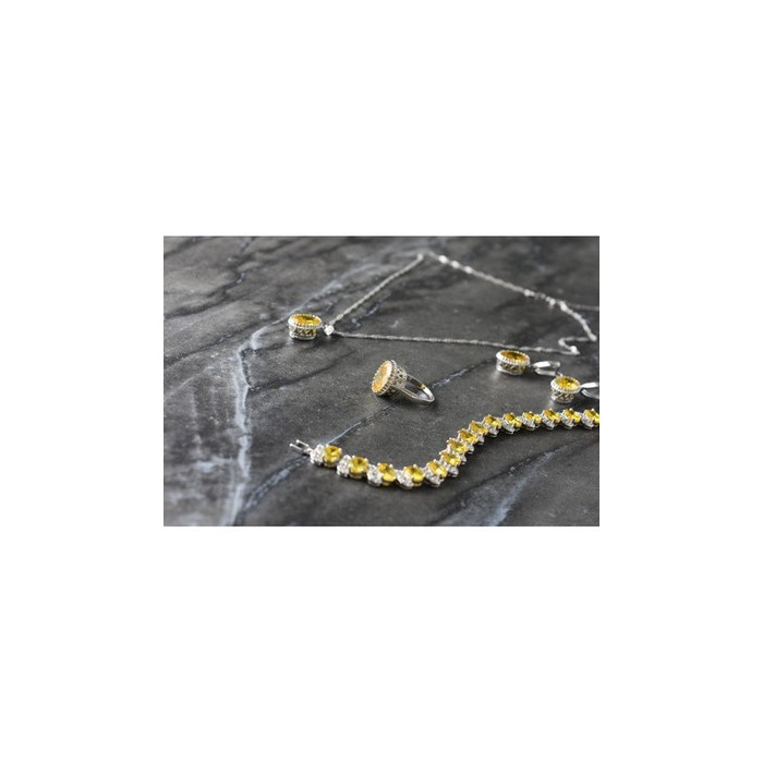 925 Sterling Silver Yellow CZ 