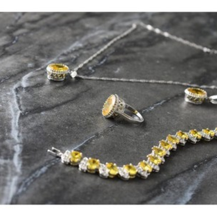 925 Sterling Silver Yellow CZ 