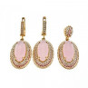 925 Sterling Silver Gold Plated Pink Alpanite & CZ Set