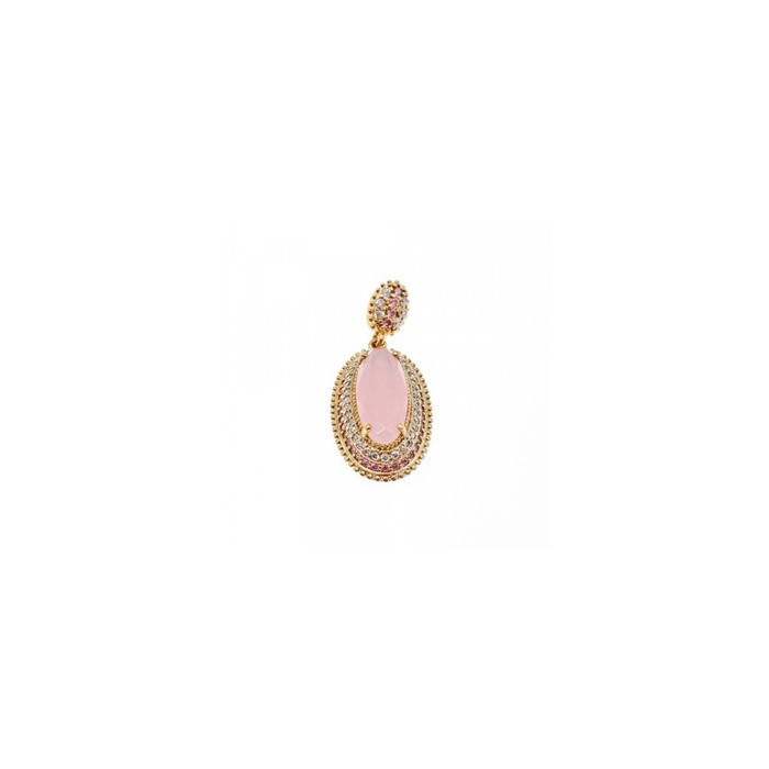 925 Sterling Silver Gold Plated Pink Alpanite & CZ Set