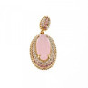 925 Sterling Silver Gold Plated Pink Alpanite & CZ Set