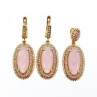 925 Sterling Silver Gold Plated Pink Alpanite & CZ Set