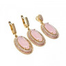 925 Sterling Silver Gold Plated Pink Alpanite & CZ Set