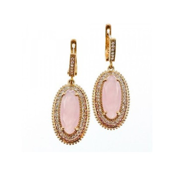 925 Sterling Silver Gold Plated Pink Alpanite & CZ Set
