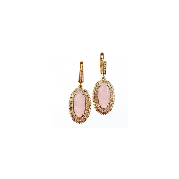 925 Sterling Silver Gold Plated Pink Alpanite & CZ Set