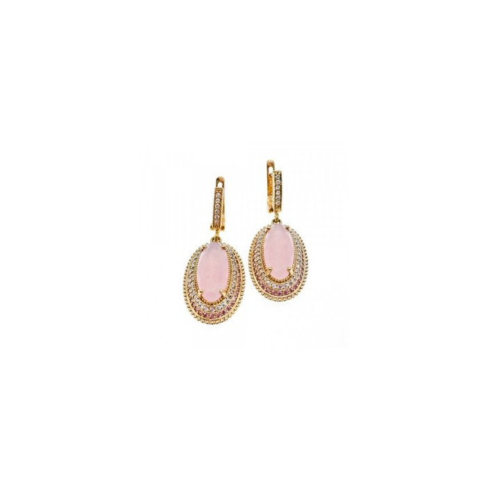 925 Sterling Silver Gold Plated Pink Alpanite & CZ Set