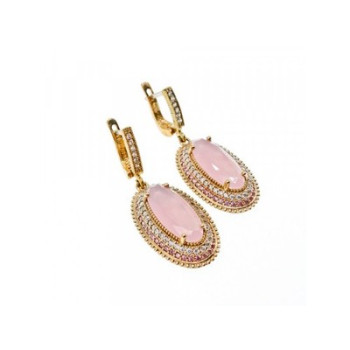 925 Sterling Silver Gold Plated Pink Alpanite & CZ Set