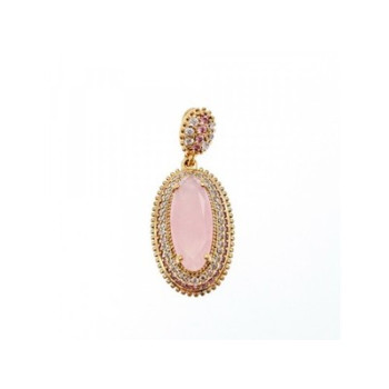 925 Sterling Silver Gold Plated Pink Alpanite & CZ Set