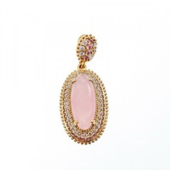 925 Sterling Silver Gold Plated Pink Alpanite & CZ Set