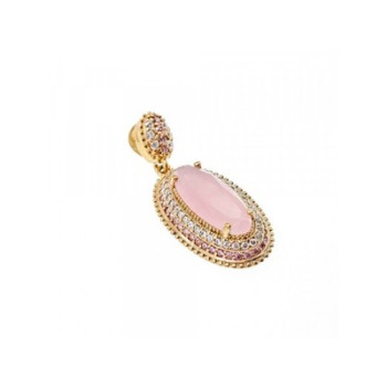 925 Sterling Silver Gold Plated Pink Alpanite & CZ Set