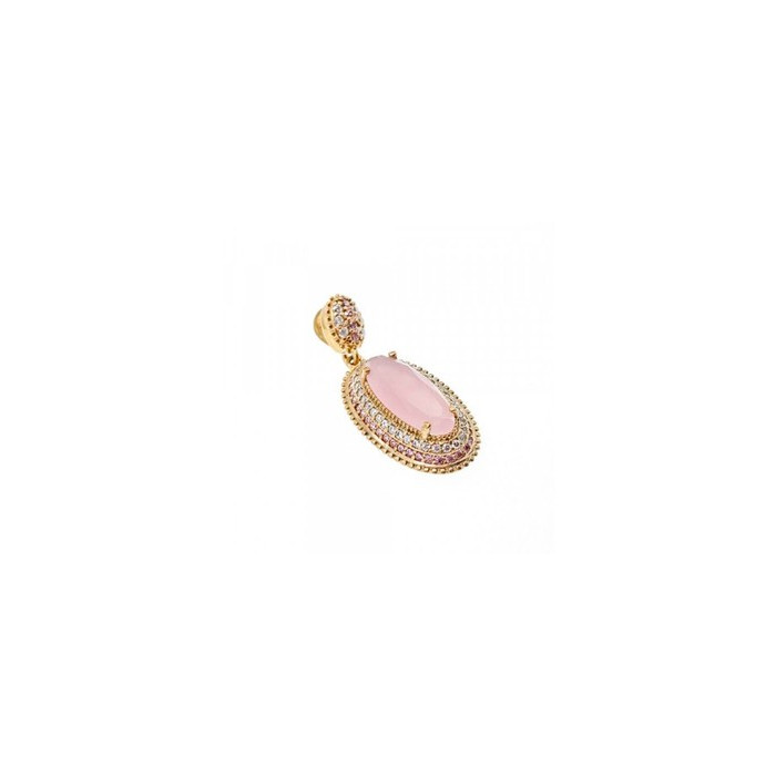 925 Sterling Silver Gold Plated Pink Alpanite & CZ Set