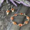 Vintage 925 Sterling Silver Aventurine and Mother of Pearl Set