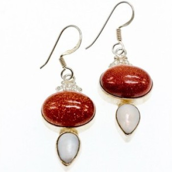 Vintage 925 Sterling Silver Aventurine and Mother of Pearl Set