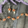 Vintage 925 Sterling Silver Aventurine and Mother of Pearl Set