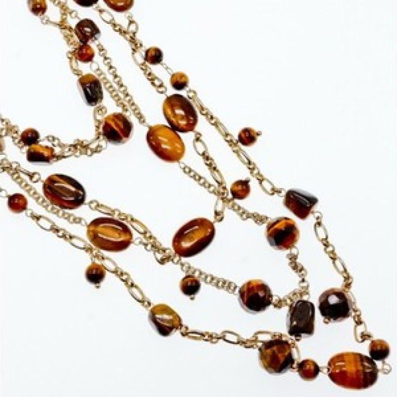 925 Sterling Silver Gold Plated Tiger's eye Necklace