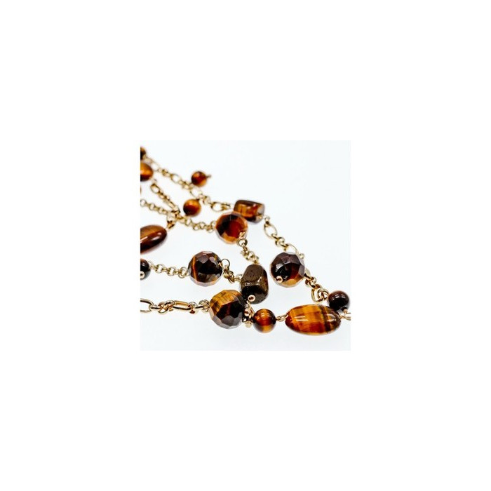 925 Sterling Silver Gold Plated Tiger's eye Necklace
