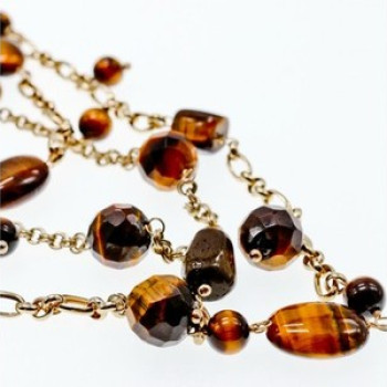 925 Sterling Silver Gold Plated Tiger's eye Necklace