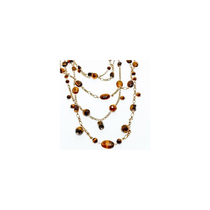 925 Sterling Silver Gold Plated Tiger's eye Necklace