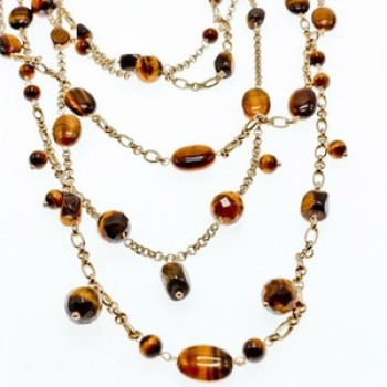 925 Sterling Silver Gold Plated Tiger's eye Necklace
