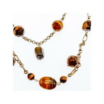 925 Sterling Silver Gold Plated Tiger's eye Necklace