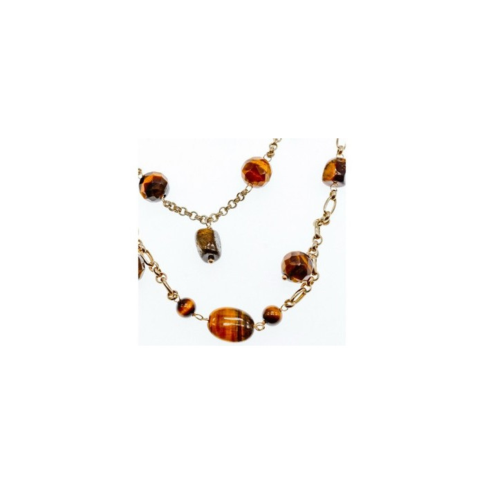 925 Sterling Silver Gold Plated Tiger's eye Necklace