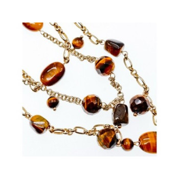 925 Sterling Silver Gold Plated Tiger's eye Necklace