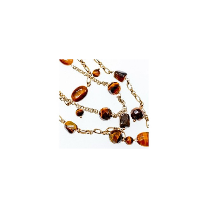 925 Sterling Silver Gold Plated Tiger's eye Necklace